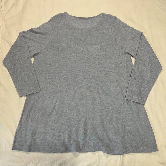 Eileen Fisher Light Blue Organic Cotton Blend Long Sleeve Tunic | Size XL - Picture 4 of 5